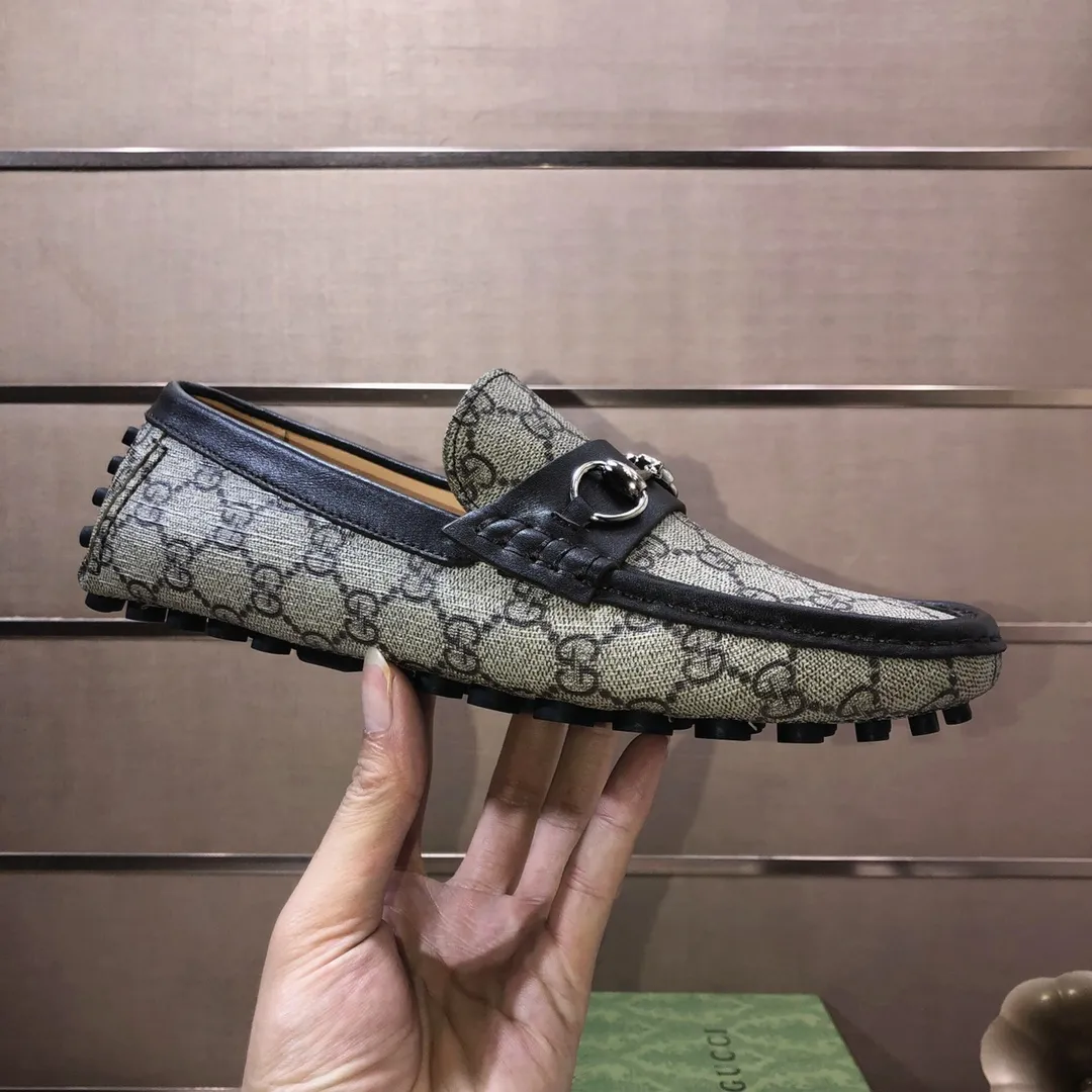 Men's Men's Shoes💰420💰[Gucci GUCCI] (High-end Niuli) New 🍀Gucci*-Gucci Peas Shoes! Made of imported original cowhide, the inner top layer is comfortable cowhide lining! Original wear-resistant rubber outsole! High quality products! Code number 38-44!